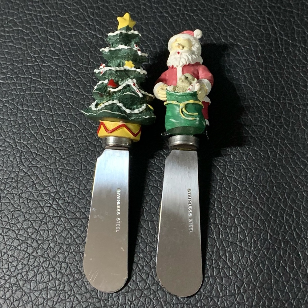 Christmas Decor Butter Spreaders stainless with Santa Claus & Christmas Tree
